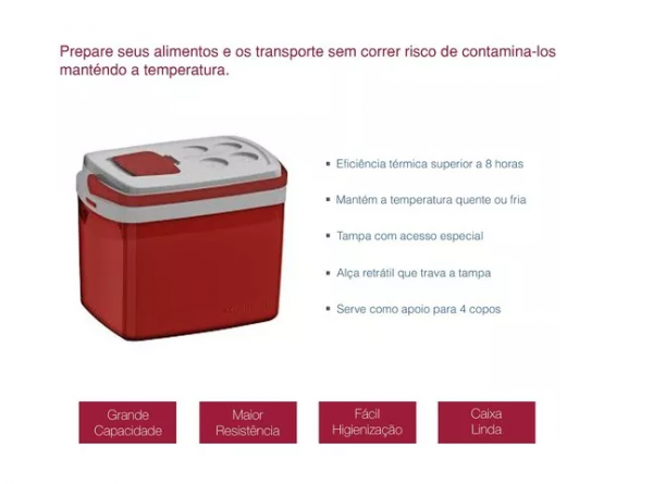 Cooler Caixa Térmica 12l P/ Camping Praia Com Alça - Soprano