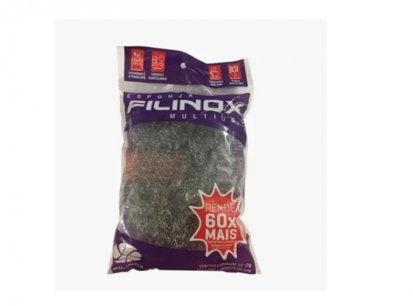 Esponja Multiuso Aço Inox Filinox 10g Pacote 12 Unidades