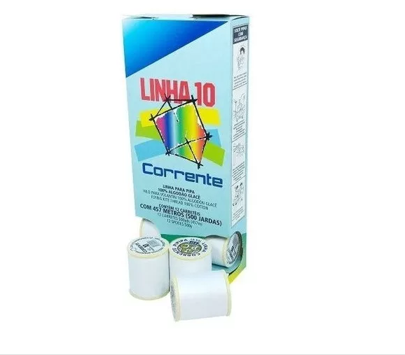 Linha Para Pipa Raia 500 Jardas Corrente Cx Com 12 Unid